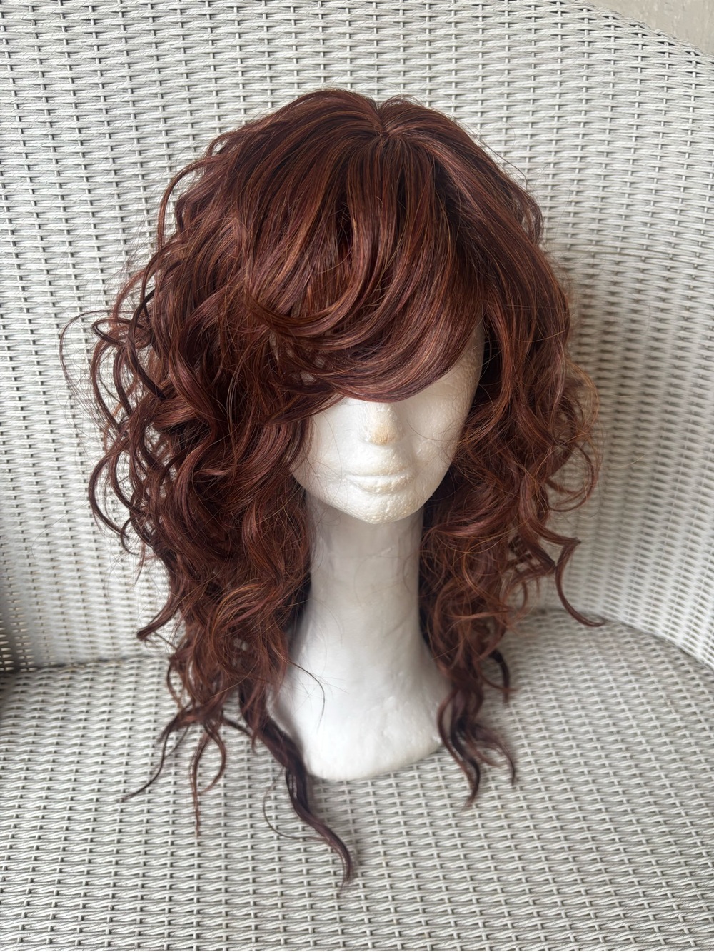 Vivace Synthetic Curly Layered Wig in Auburn Red - Women Hair